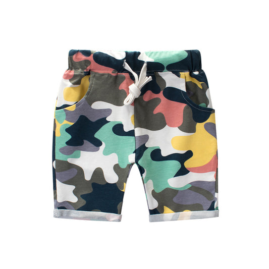 New boys' camouflage pants Lycra cotton shorts