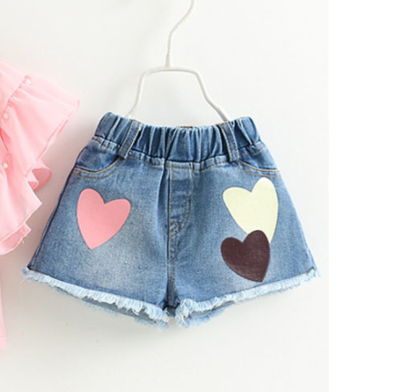 Jean shorts with print love 2pcs set