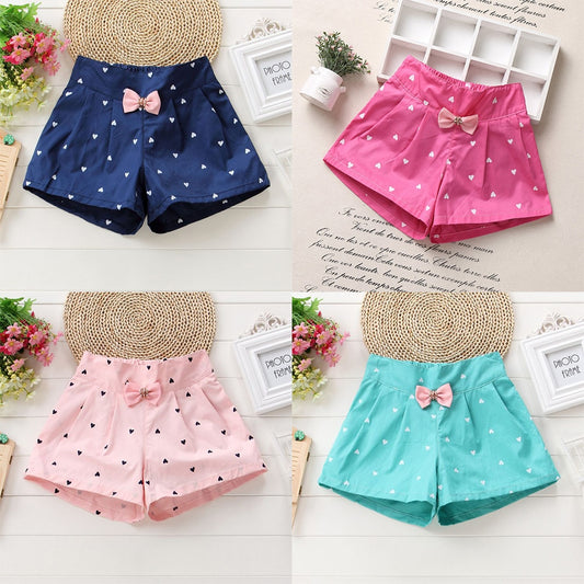 Girls Toddler Candy Color Heart Print Shorts Pants