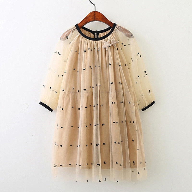 Long Sleeve Lapel Lattice Pattern Dress