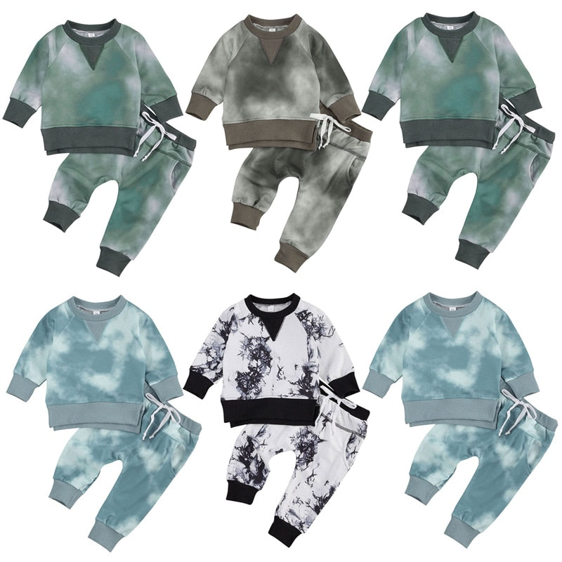 2pcs Set Tiy-Dye Printed Long Sleeve