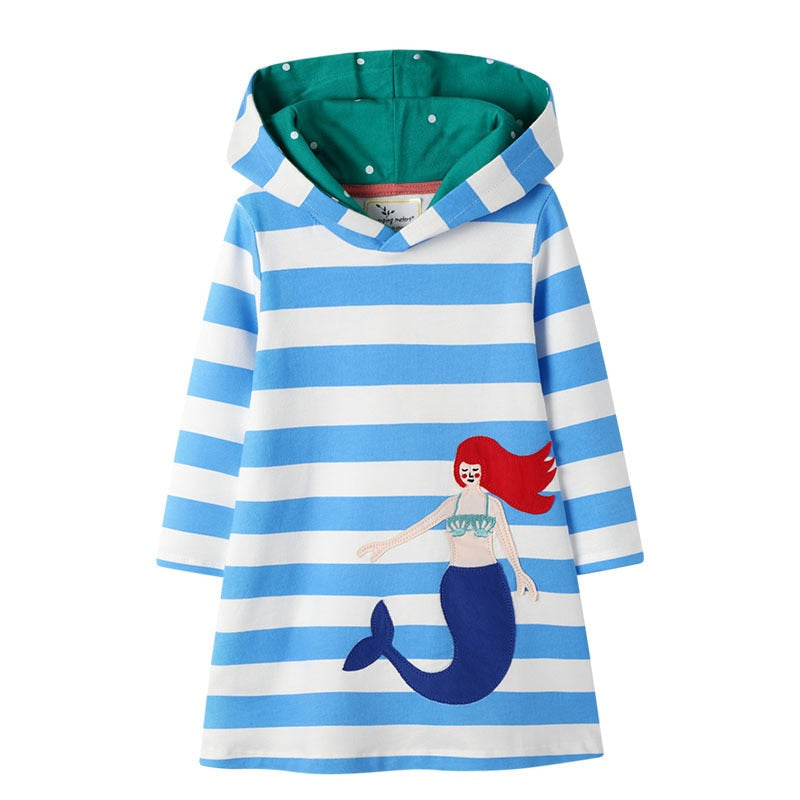 Hoodies Flamingo Long Sleeve  Cotton Princess Hoody Dresses