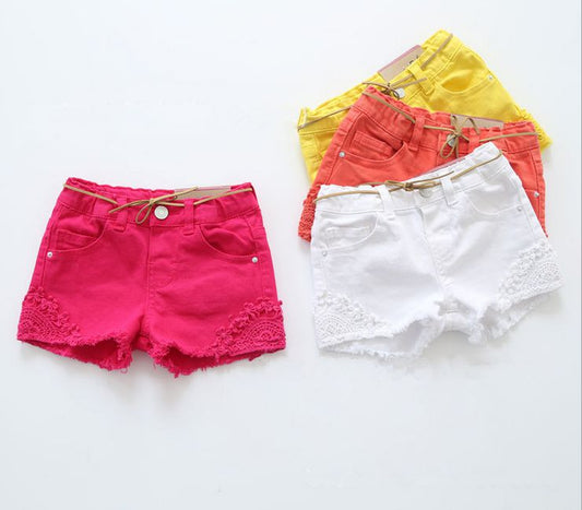 Embroidery Shorts  Pants With Belt