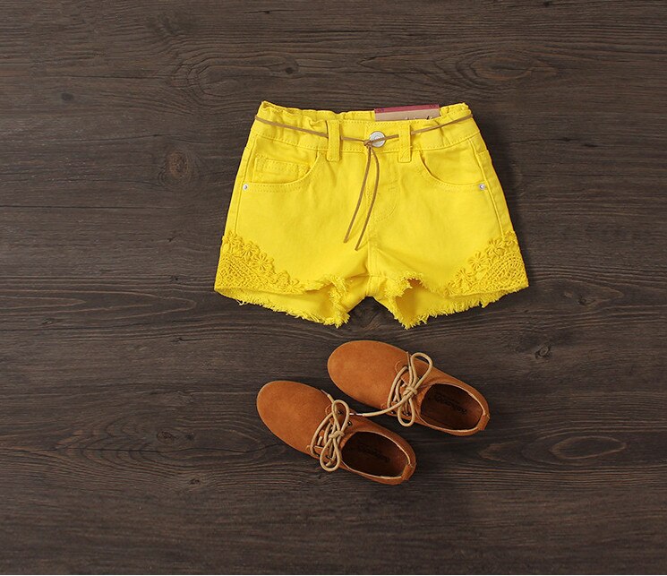 Embroidery Shorts  Pants With Belt