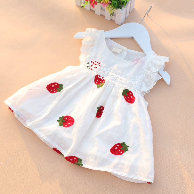 Flowers Strawberry Embroidery Baby Princess  Clothing 0-3T