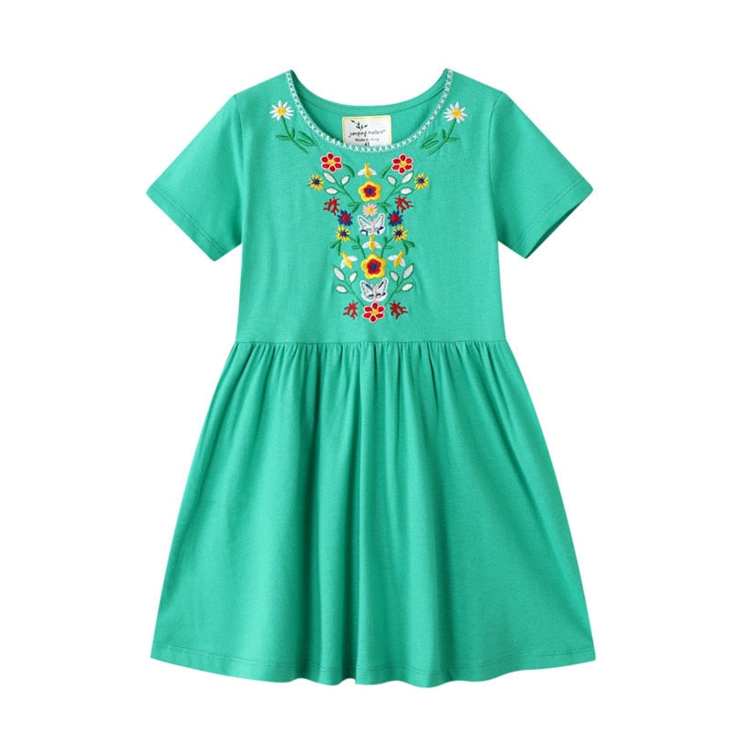 New Flowers Princess Dresses Cotton Embroidery