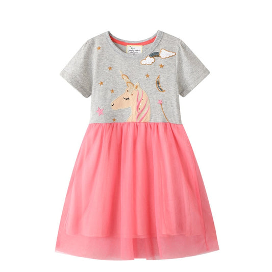 Unicorn  Embroidery Vestidos Kids Tutu Dresses