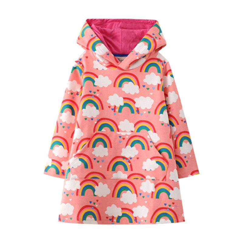 Hoodies Flamingo Long Sleeve  Cotton Princess Hoody Dresses