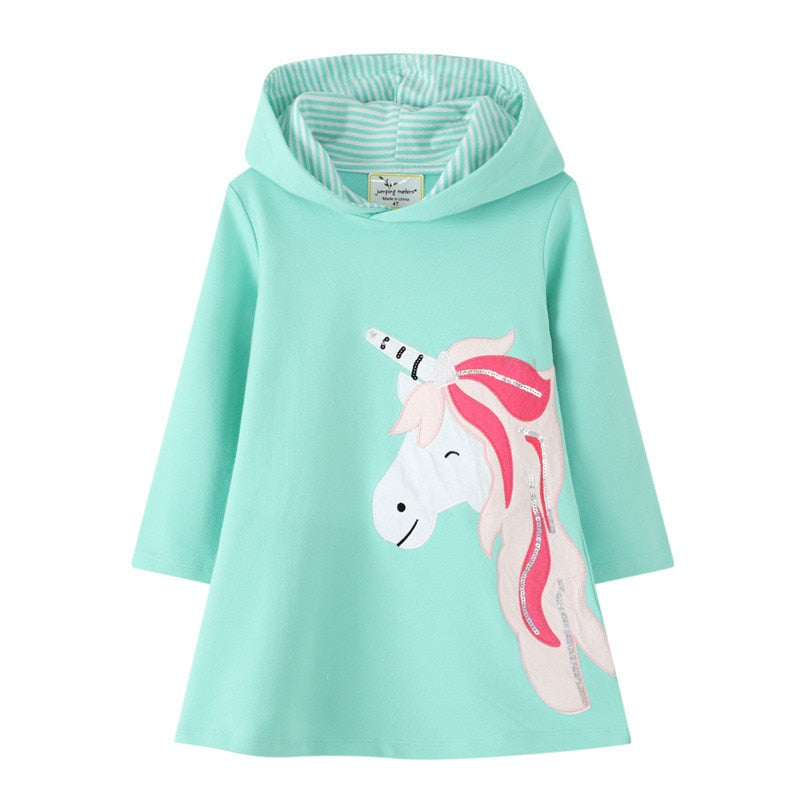 Hoodies Flamingo Long Sleeve  Cotton Princess Hoody Dresses